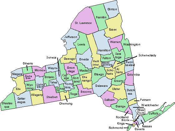 new york map of cities. map of new york