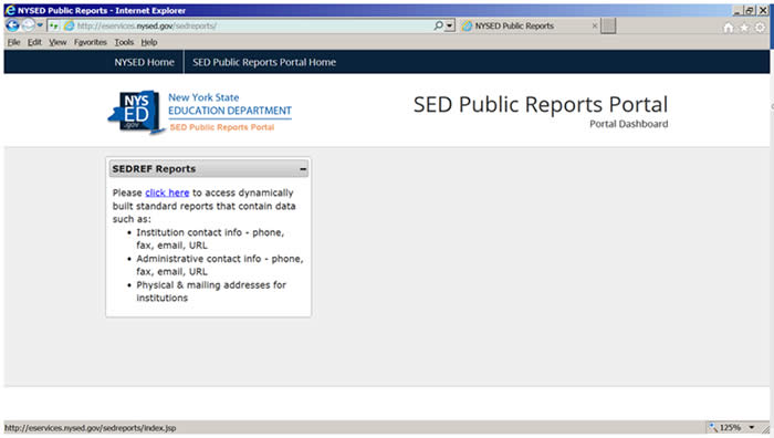 Title: SED General Reports Portal Page - Description: You can choose which reports to go to from this page.